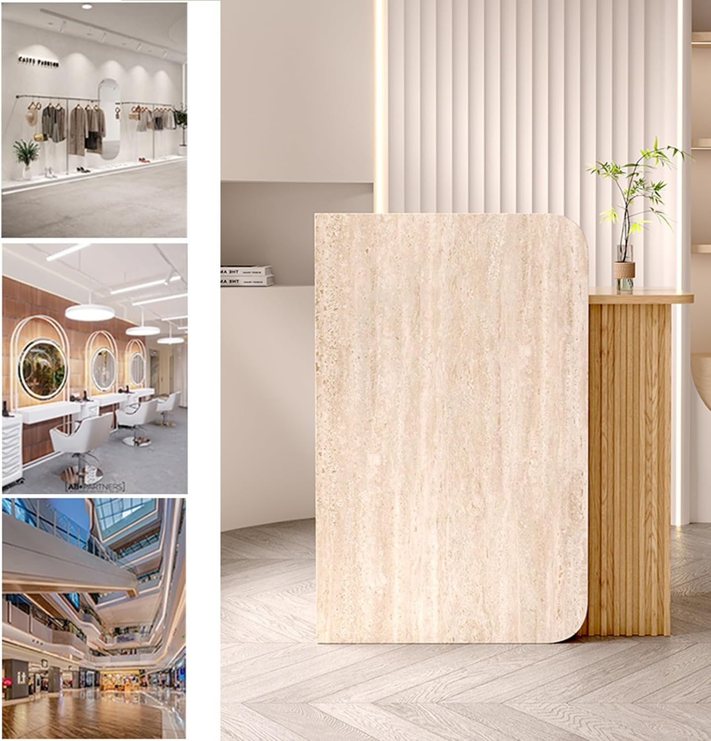 Reception Desk with Counter Front Wooden Checkout with Lockable Drawer,Modern Office Commercial Reception for Salon Retail Reception Room(Light Yellow White,120x95x45cm)