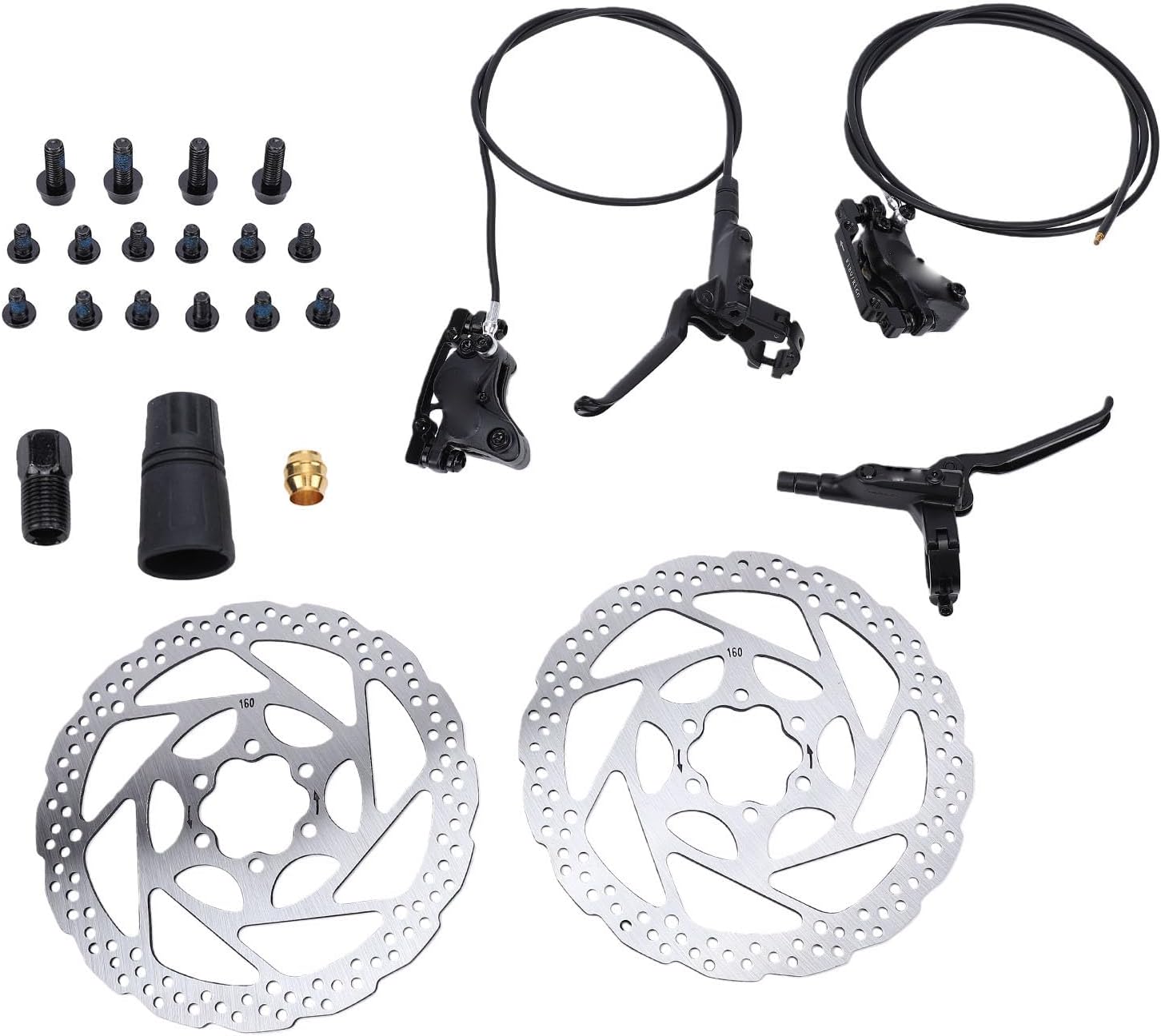 4 Piston Mountain Bike Hydraulic Disc Brake Kit Aluminum Alloy Bike Disc Brake Set with 160mm Rotors