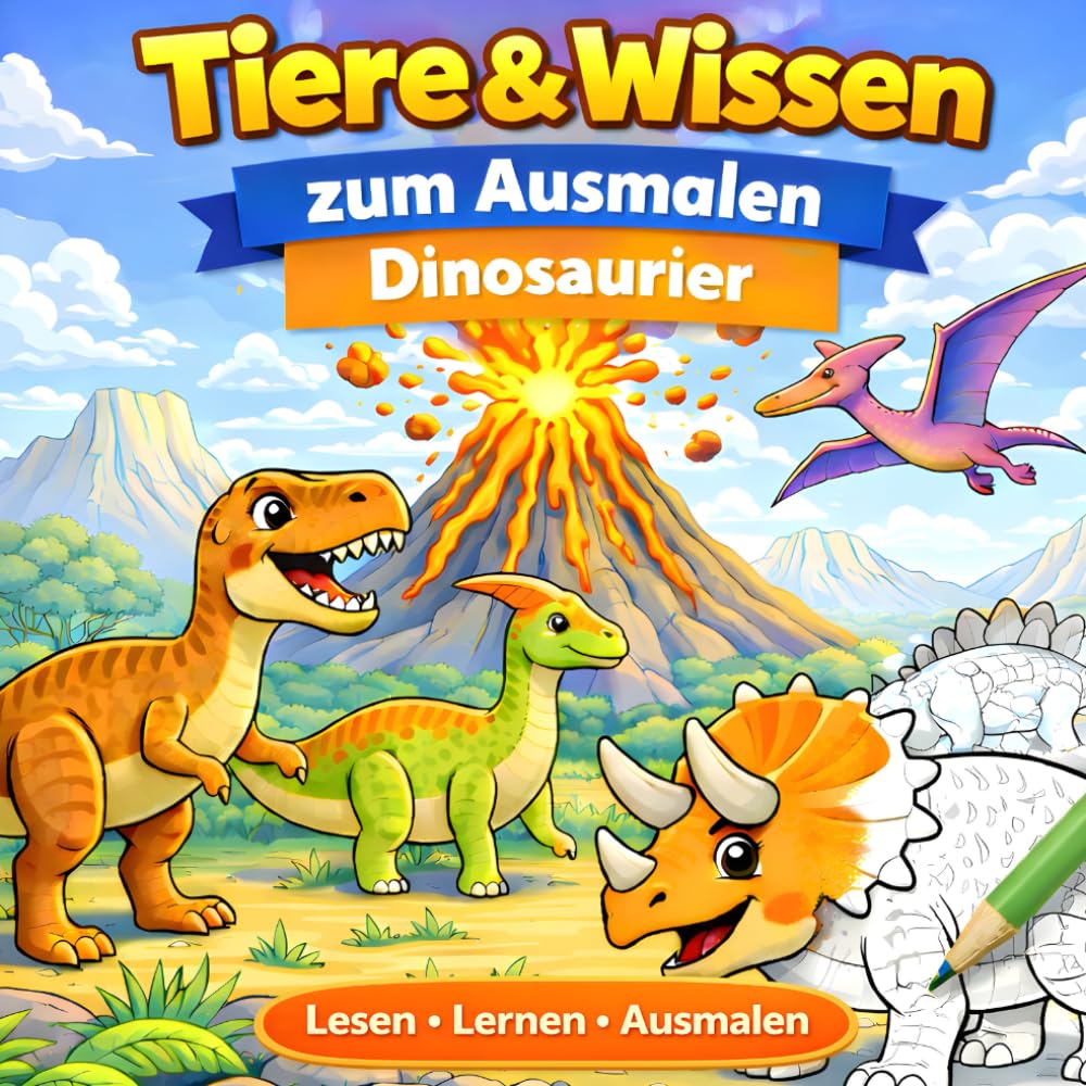 Tiere & Wissen zum Ausmalen - Dinosaurier: Ein liebevoll gestaltetes Malbuch, das Wissen vermittelt.