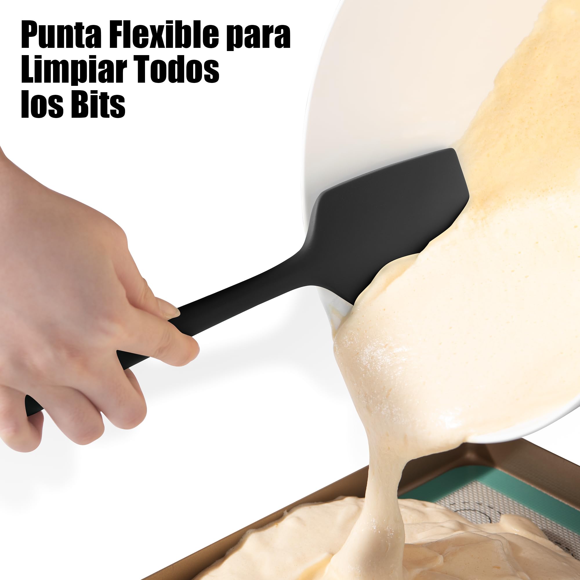 Doosu Raspador Espátula cuchara silicona, resistente calor 315℃, 2u, MUL | lengua de bol de goma alimentaria, altas temperaturas, utensilio suave, no raya, antiadherente, repostería, mezclar y cocinar