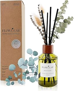 Reed Diffuser Set with Sticks and Real Dried Flowers, 6.7oz (200ml) Eucalyptus & Rosemary, Long-Lasting Fragrance, Perfect for Home & Bathroom, Shelf Decor, Ideal Gift for Woman