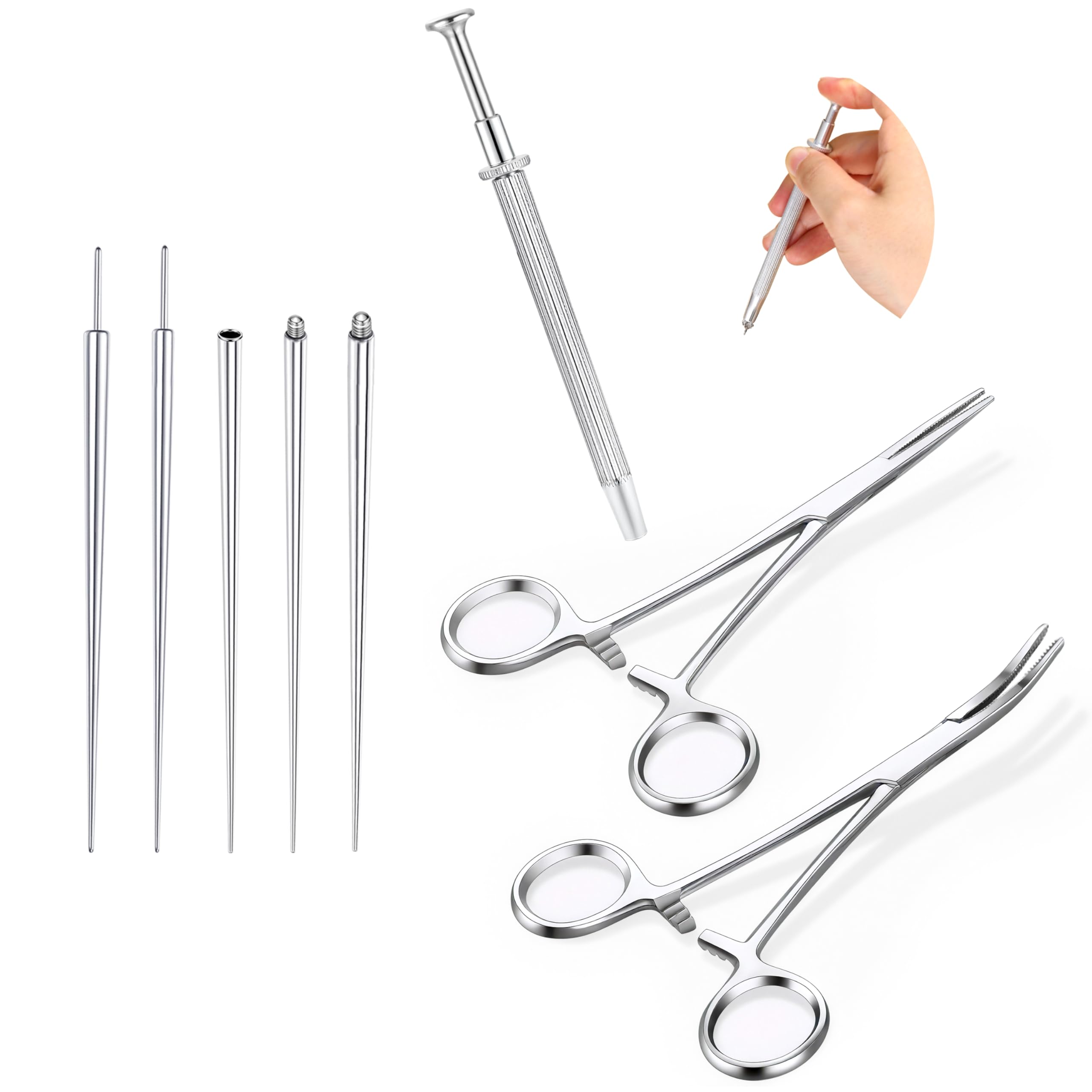 GEMQUEEN Piercing Taper Pliers Ball Grabber Tool for Changing Jewelry | Curved and Straig…