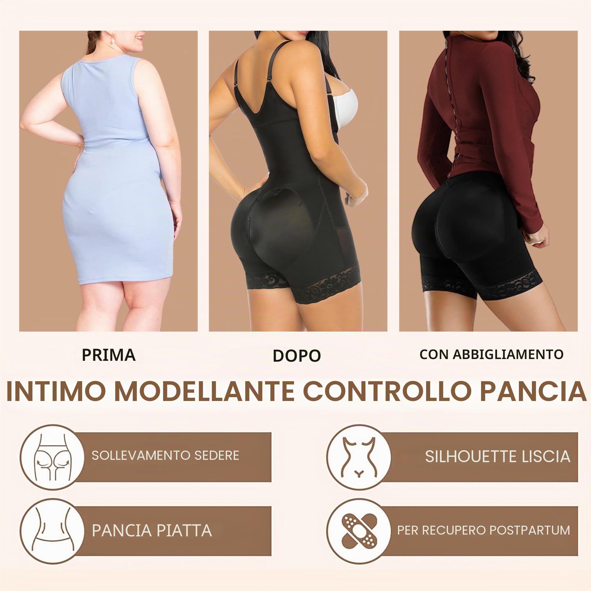 YIANNA Body Contenitivo Modellante Donna Pancia Piatta Snellente Intimo Pancera Contenitiva Guaina Shaper Invisibile