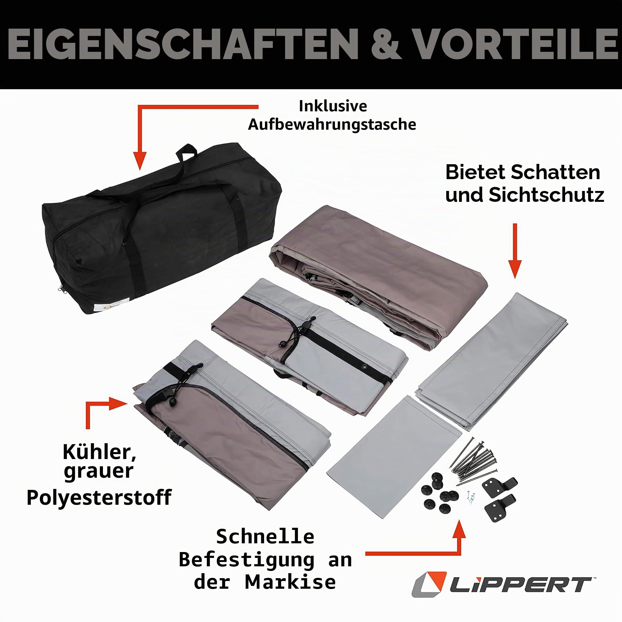Solera 362226 Familien-Vorzelt, 335 cm, für 300 bis 640 cm manuelle oder elektrische Wohnmobil-Markisen, Polyestergewebe, wetterfest, Aufbewahrungstasche, kompatibel, Dometic, Carefree