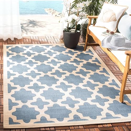 Vista 28 de Safavieh Courtyard Collection CY6903-268 alfombra azul marino y beige para interior o exterior, otro, Azul marino, beige