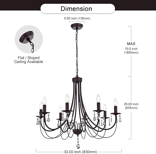 Miniatura 5 de Lucidce Candelabros vintage 8 luces bronce aceitado iluminación colgante comedor luminarias modernas cristal techo lámparas