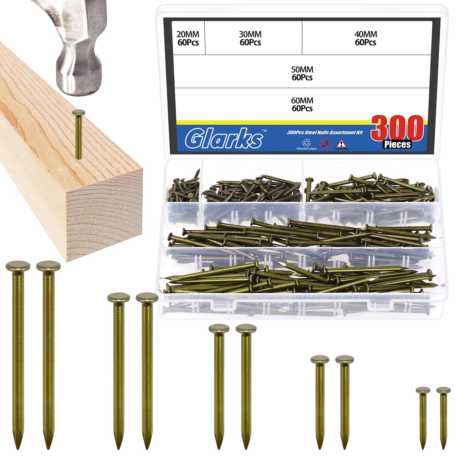 300pcs Masonry Nails - Steel Hardware Nails for Wood, Drywall & More -8 300pcs Masonry Nails - Steel Hardware Nails for Wood, Drywall & More -8