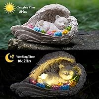 Vista 3 de Piedra conmemorativa para gatos, estatuilla solar de ángel para gatos - Piedra conmemorativa para mascotas para jardín o lápida conmemorativa (gato)