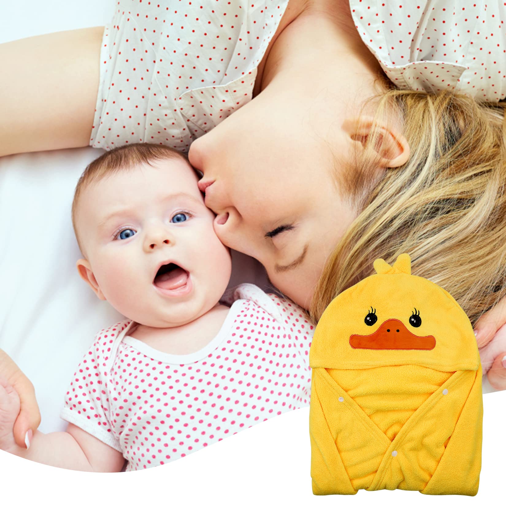ROMASA Toalla de baño para bebé, ultrasuave, con Capucha, Altamente Absorbente, Manta de baño para niños y niñas, Extra Grande, 27.5 x 55 Pulgadas (Amarillo)