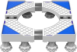 Base Support RéFrigéRateur RéGlable Plateaux De Sol Charge 500 Kg RéDuction Bruit Antichoc 8 Jambes Base Machine A Laver Support Tubes Doubles RéGlable 51-70cm pour Sèche-linge, Cuisinières