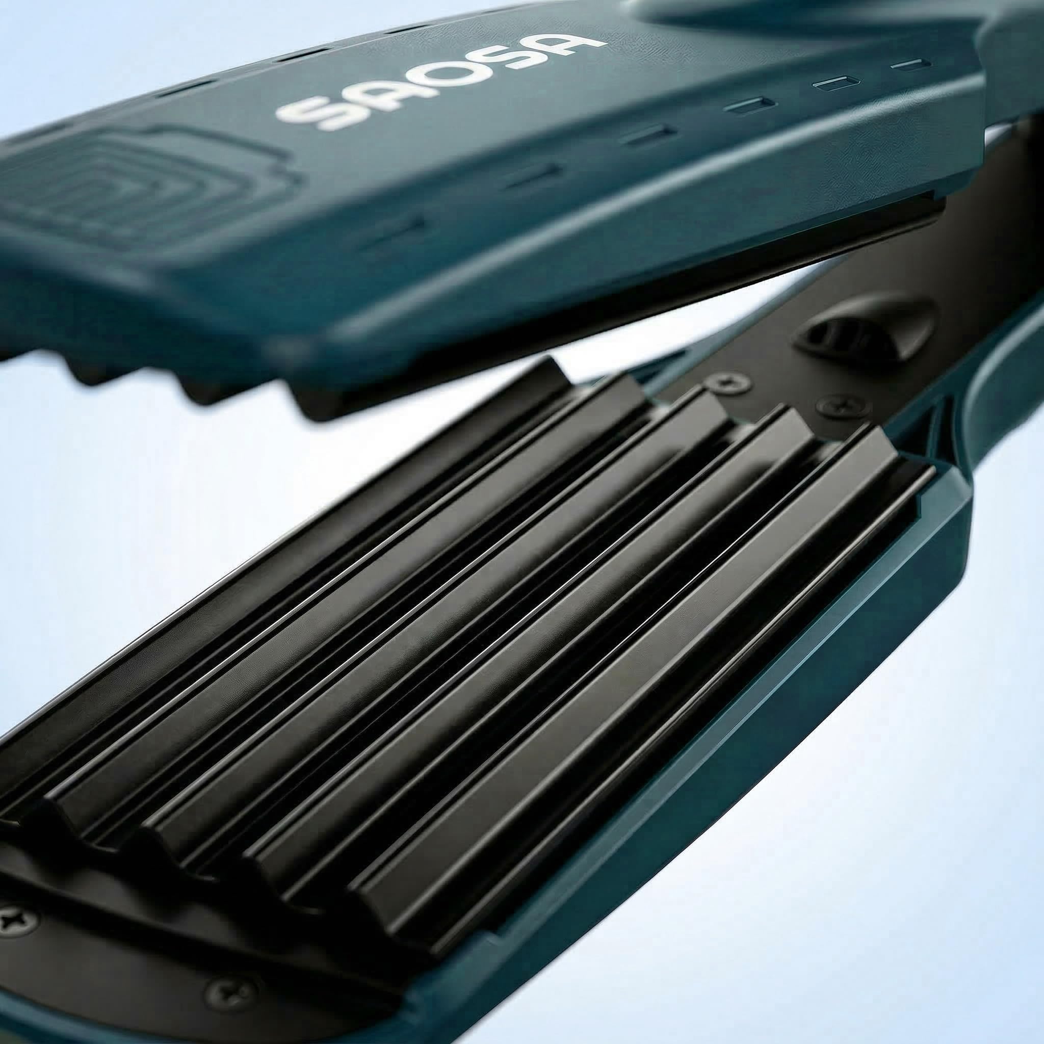 SAOSA Fer à Gaufrer Cheveux Professionnel 35mm - Fer à Onduler Crimper avec 5 Températures Réglables 150°C-230°C, Chauffe Rapide 30s, Plaques Céramique Tourmaline, Bivolt 100-240V, Volume Racines