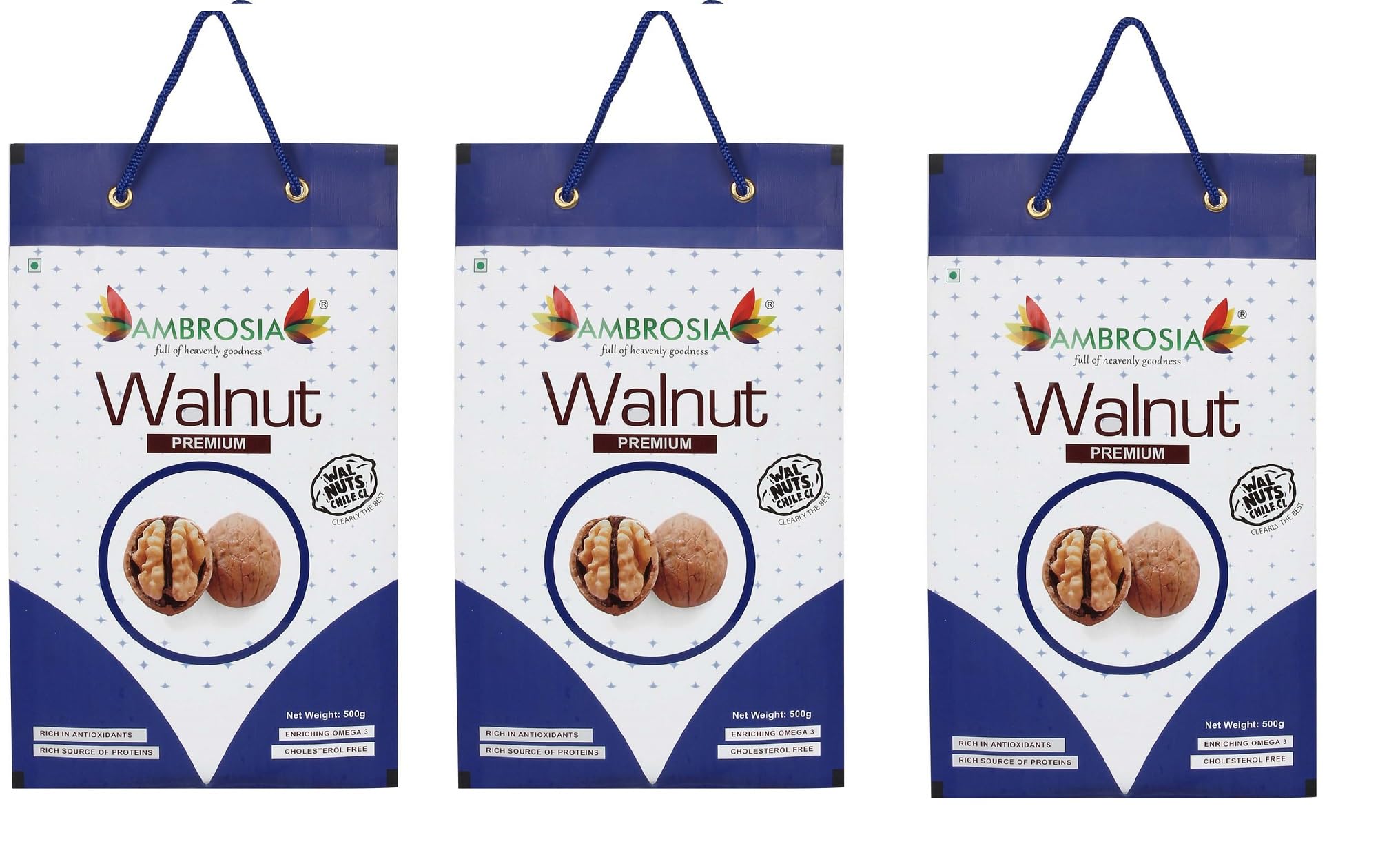Ambrosia Premium Chile Walnuts 500g (Pack of 3) | Chile New Crop Walnuts | Handcrack Fresh akhrot (B09RH8FQ9K) Amazon Price History, Amazon Price Tracker