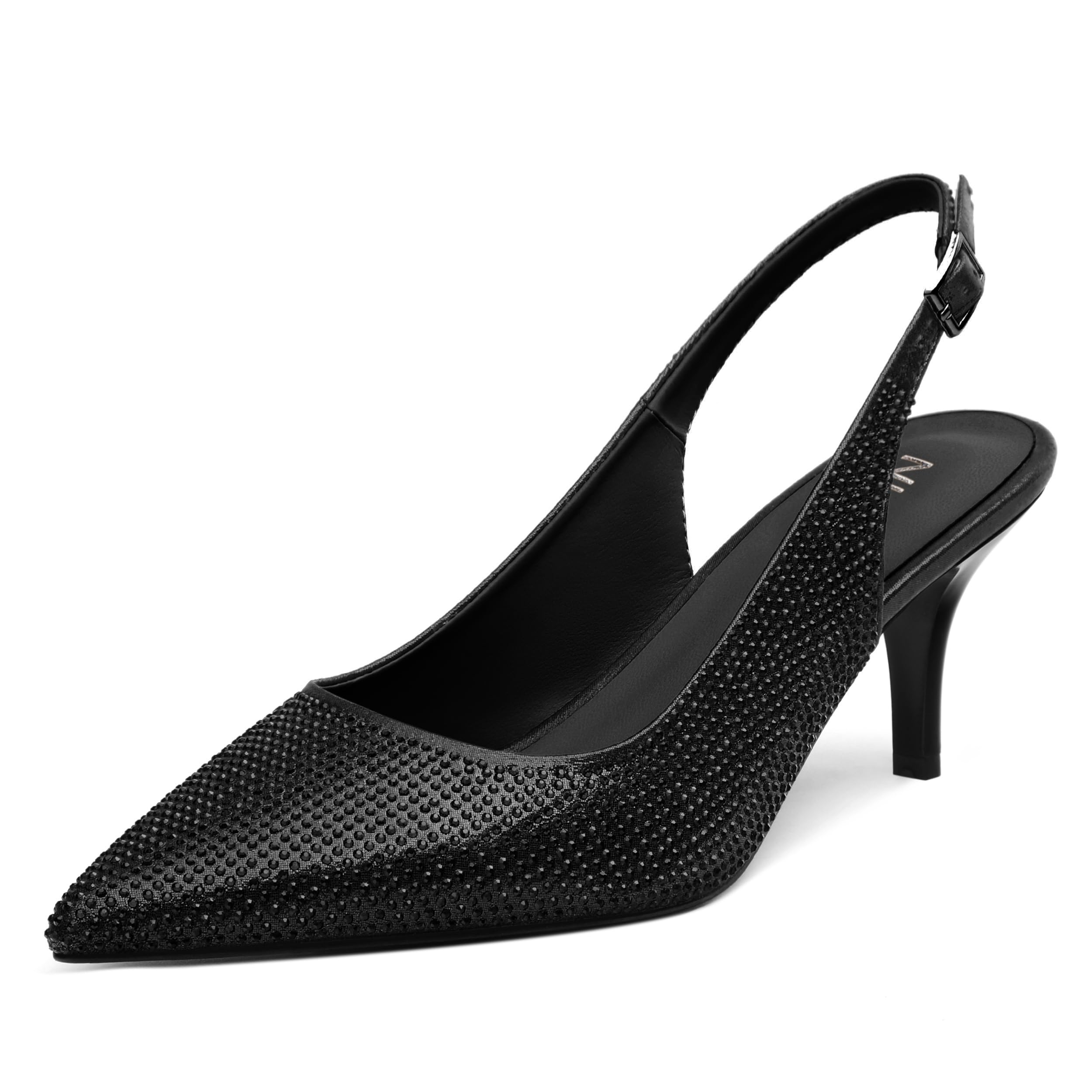 NUMALEO Slingback Heels for Women Pointed Close Toe Kitten Heels Patent Pumps Dress Party Comfy Stiletto 2.5 Inch Dress Shoes