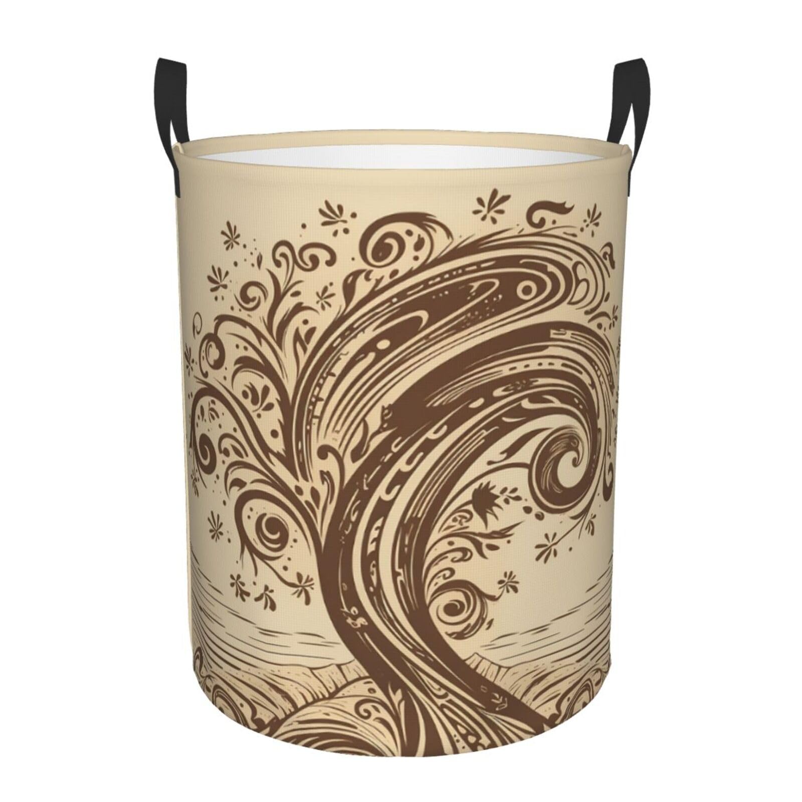 Grand panier à linge pliable imperméable marron motif arbre pour chambre