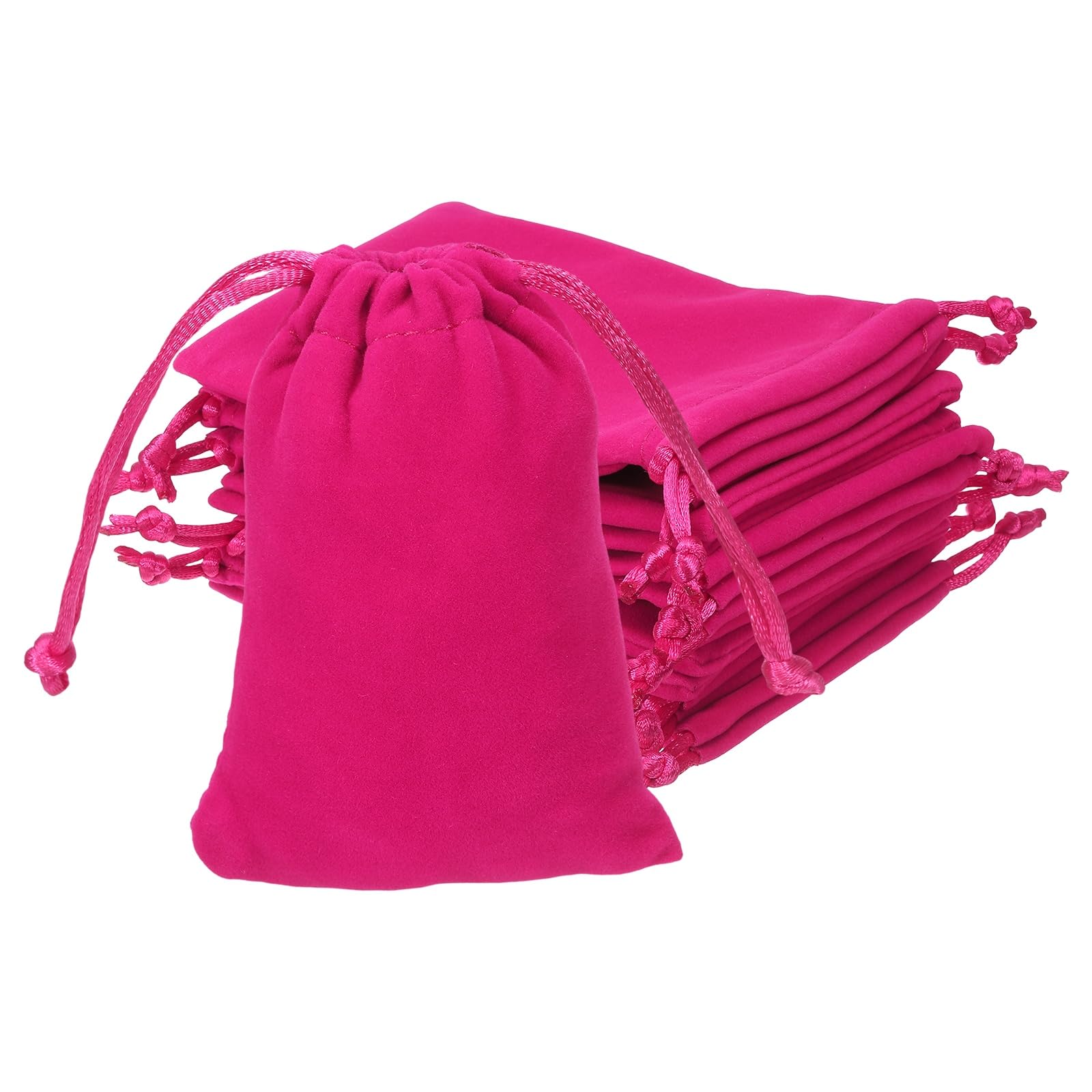 YELARXI Velvet Jewelry Bags with Drawstrings, Velvet Earring Gift Bags Wedding Favor Pouch 4 x 5 Inch Fit for Candy Christmas Party Graduation Birthday Easter - (10 Pack, Rose Red)