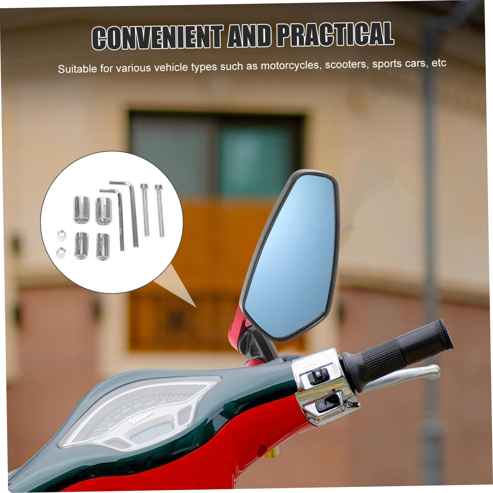 BESTYASH 1 set Specchietti Retrovisori per Scooter con Design Regolabili per Visibilità Ottimale Compatibili con Manubri Colore per Biciclette