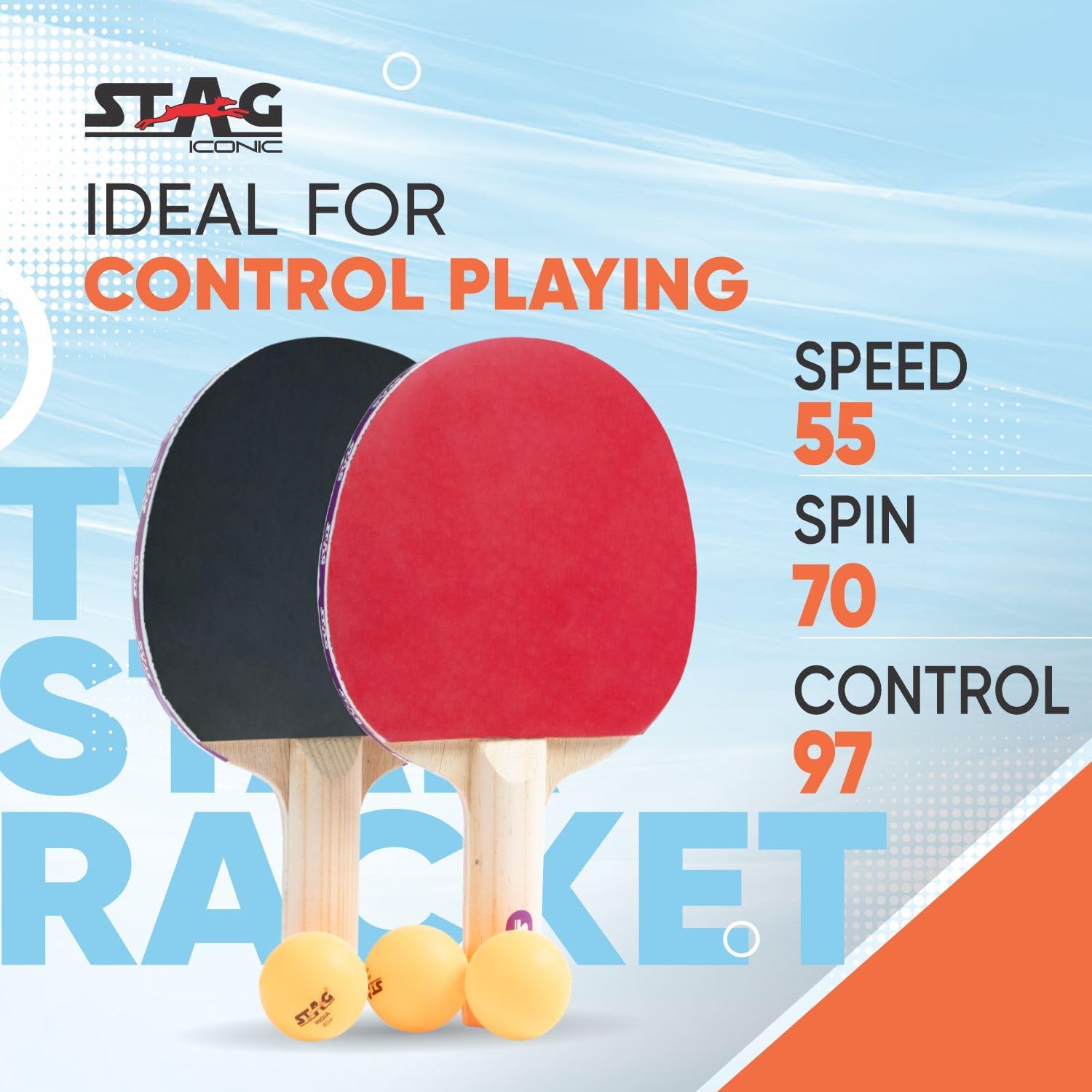 Stag Professional Table Tennis (T.T) Set| Premium ITTF Approved Rubber- Table Tennis Rackets and T.T Balls Included| All-in-One Ping Pong Paddle Playset - Table Game Accessories
