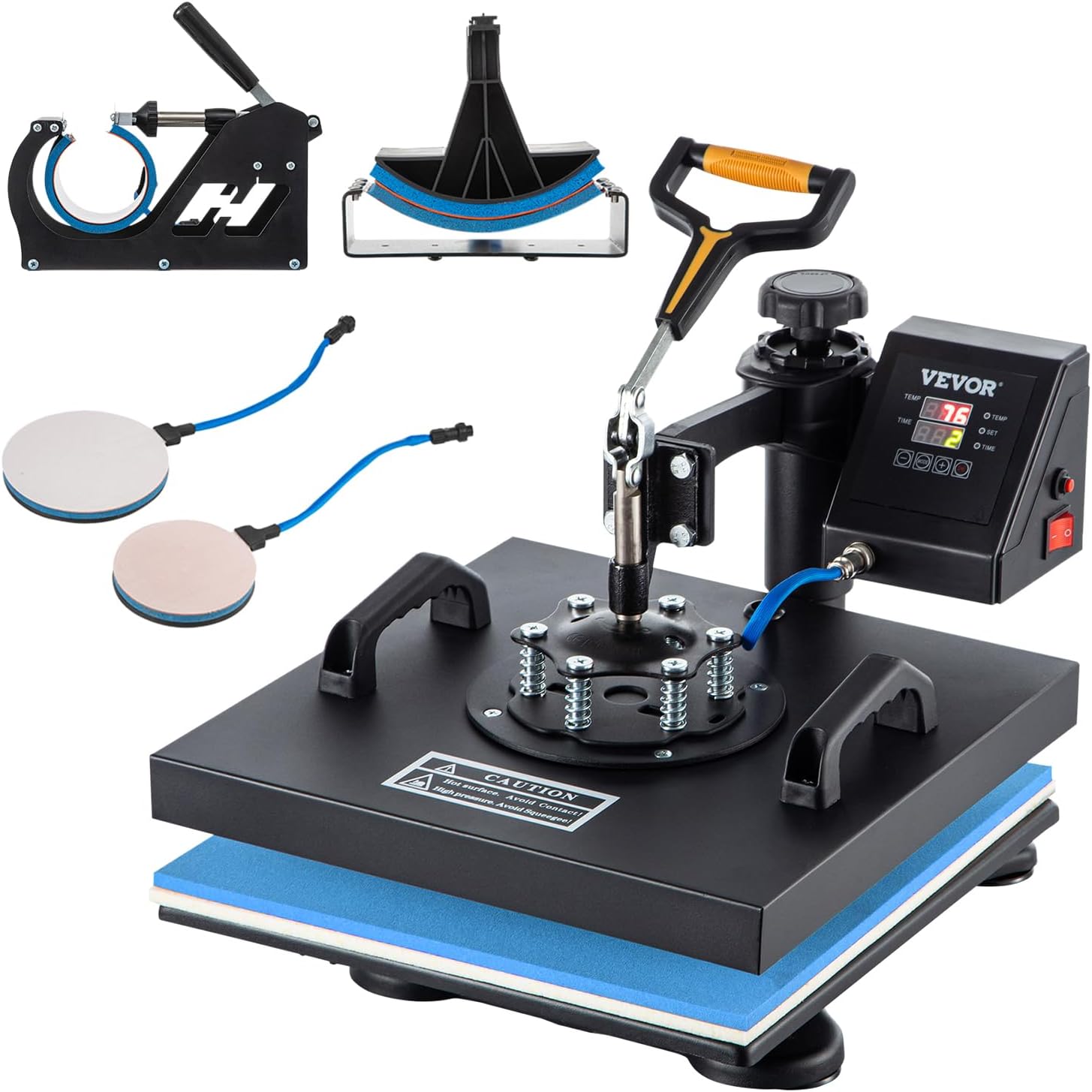 VEVOR Heat Press Machine, 6 in 1 Combo Heat Press, 15" x 15" Heat Transfer Machine 360-Degree Swing Away Digital Shirt Printing, Multi-function Heat Transfer Sublimation for T Shirts Hat Mug Plate Cap