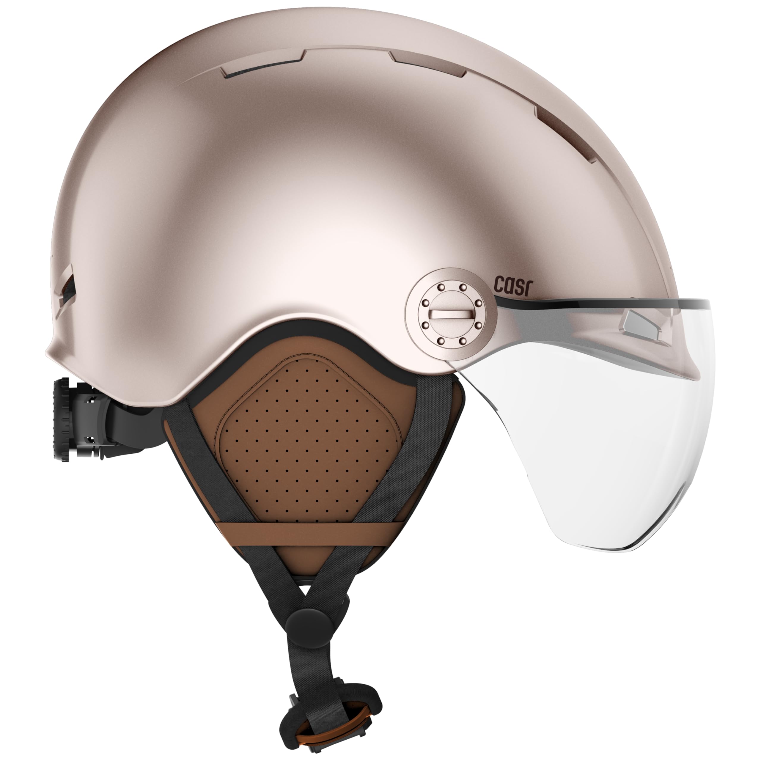 CASR Style Fahrradhelm Damen Herren mit Visier, Fahrradhelm Erwachsene – Urban Helm E-Bike, Roller, Tretroller, Skaterhelm, abnehmbare Ohrpolster, atmungsaktiv, verstellbar, leicht, Größe M, Rosa