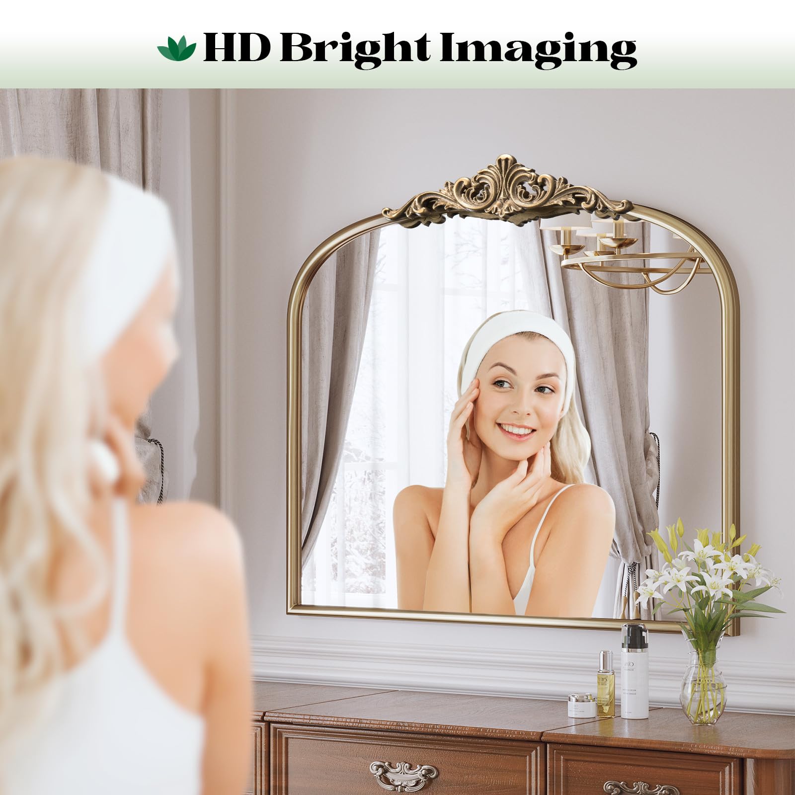 Las Mejores Ofertas En Espejos Retrovisores Arqueados Para Doración Del Hogar Con Marco De Metal Dorado | EBay