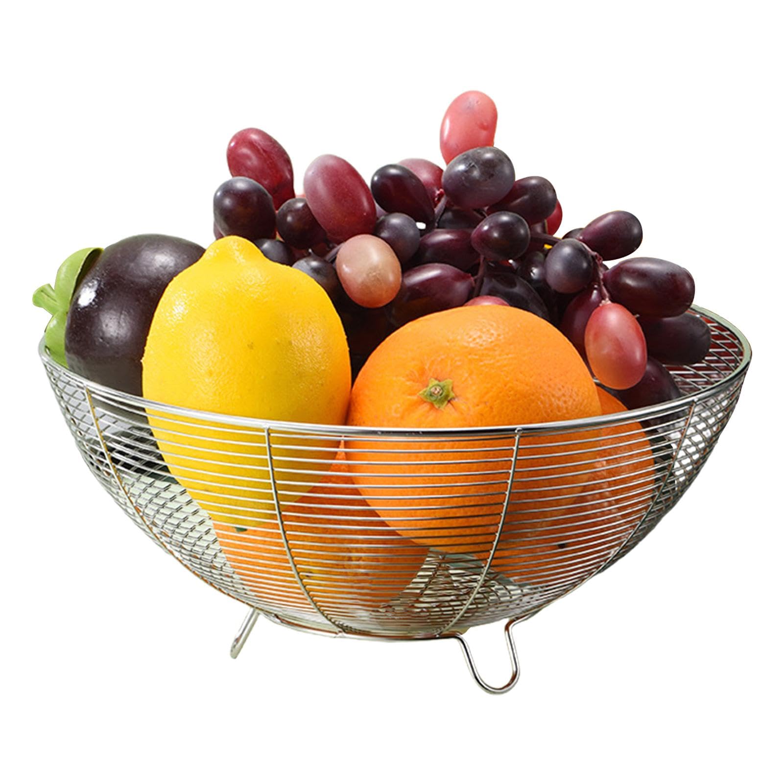 Cesto portafrutta in filo metallico, grande cesto rotondo per pane