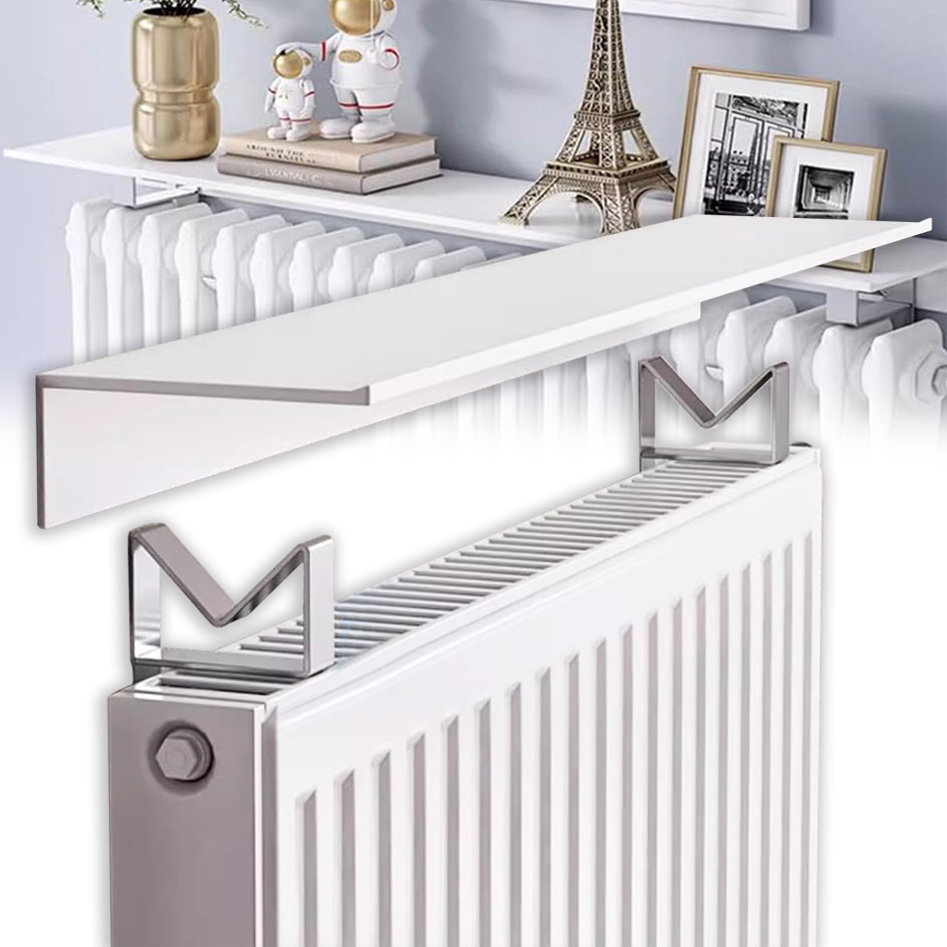 Estante para radiador de aluminio de 35 a 80 cm, con soporte de acero inoxidable, para decoración de sala de estar y cocina (35 cm)