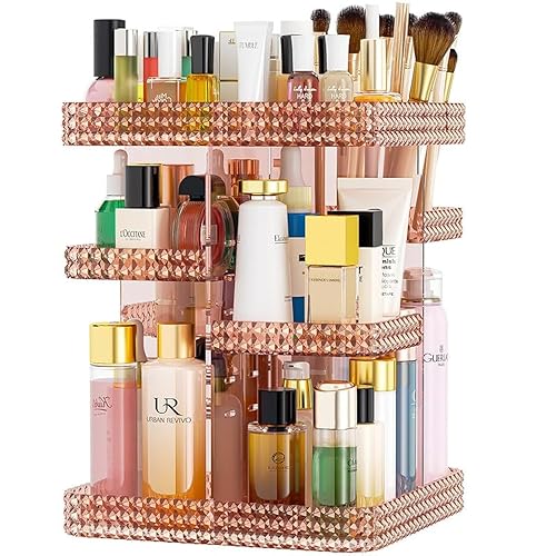 Famitree Organizador giratorio de maquillaje giratorio para tocador, rotación de 360 grados con 6 capas ajustables, organizador de cuidado de la