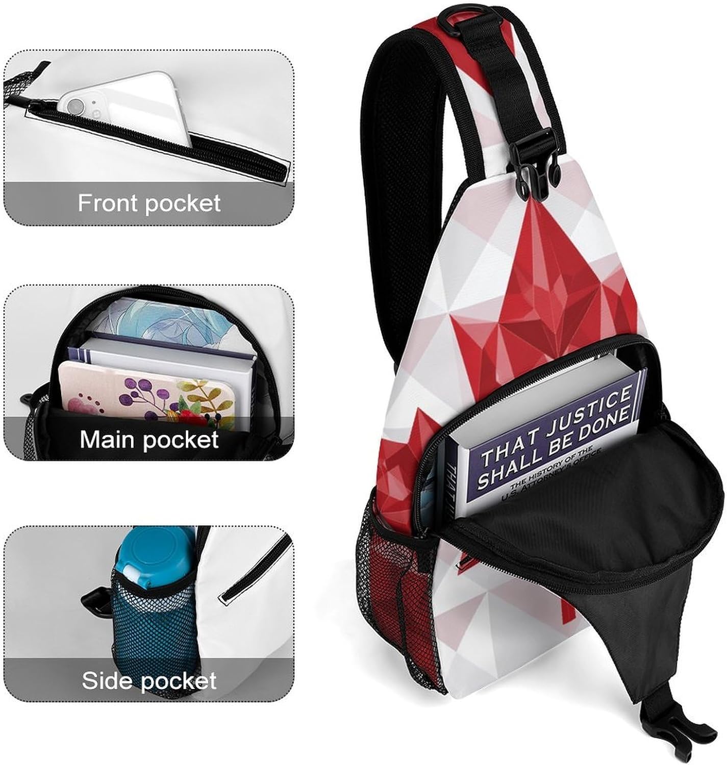 Shaped Maple Leaf Sling Crossbody Bag Lightweight Chest Shoulder Backpack for Outdoor Sports