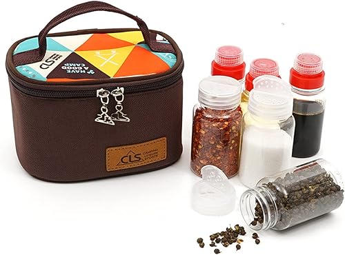 6 frascos de plástico PET para especias a prueba de humedad con tapa, para camping, picnic, cocina al aire libre, condimento, organizador de