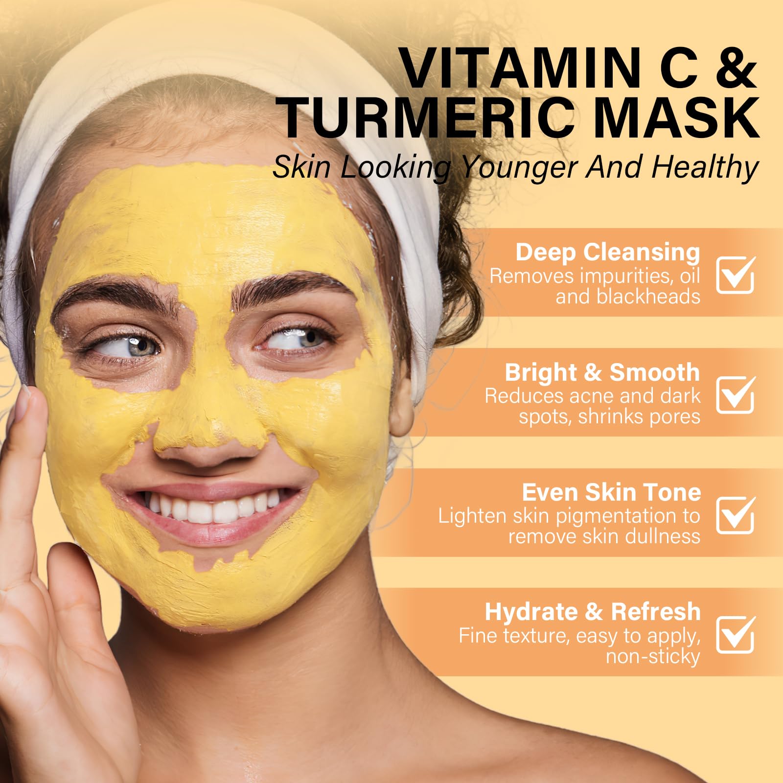 Stocking Stuffers for Women Turmeric Vitamin C Clay Mask| Deep Cleansing Facial Clay Mask for Dark Spots, Dull Skin, Refining Pores and Controlling Oil,Dark Spot Remover for Face,Face Masks Skincare