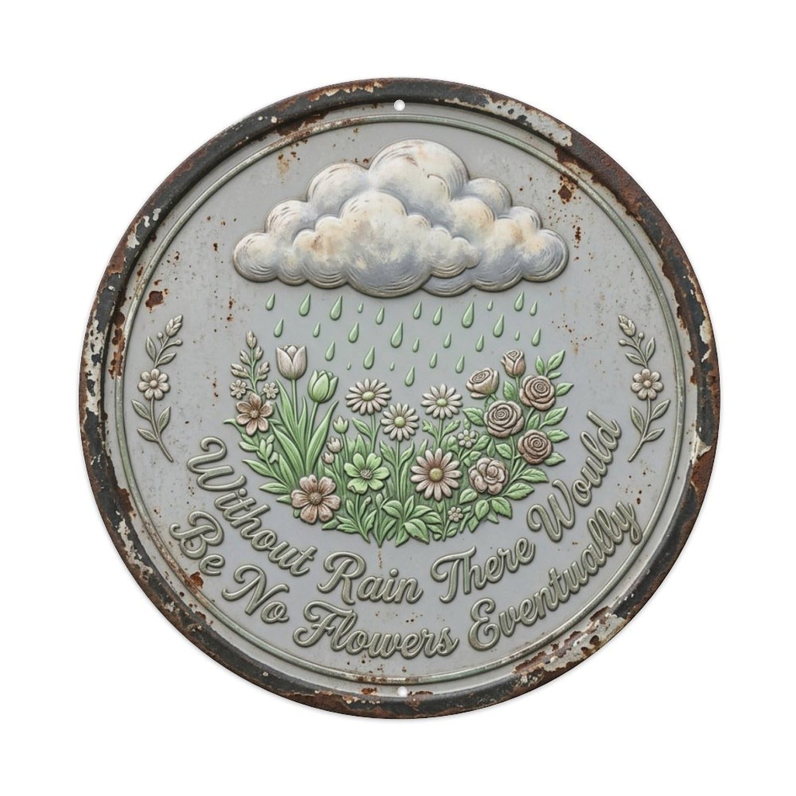 Rain Cloud Growth Garden Vintage Metal Tin Sign Plaque Wall Decor for Cafe, Club Bar, Office, Garden Metal Poster 8x8Inch
