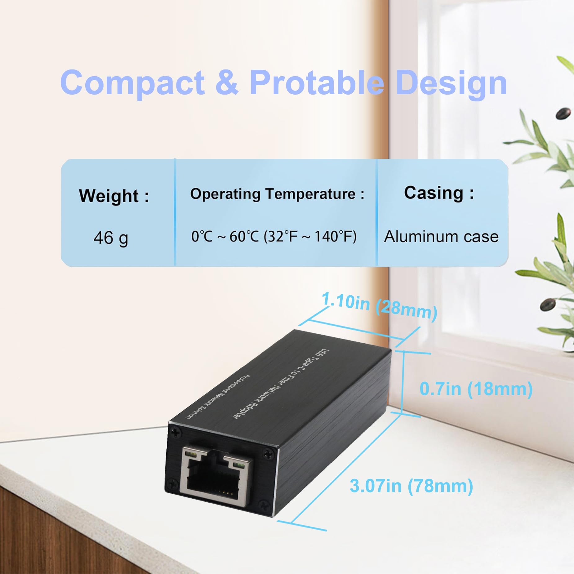 USB 3.0 to SFP Gigabit Ethernet Adapter - Mini Network Interface Card Compatible with Windows/macOS/Linux, Fast Transfer Rate,Full/Half Duplex,Plug and Play,Metal Casing