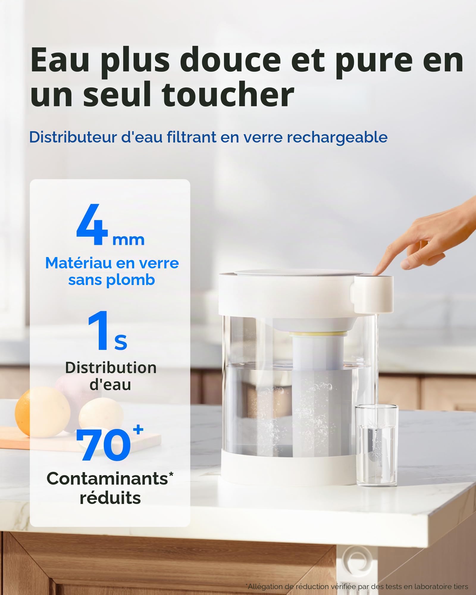 Waterdrop ED12W Distributeur Filtrant Électrique en Verre, 5,3 L