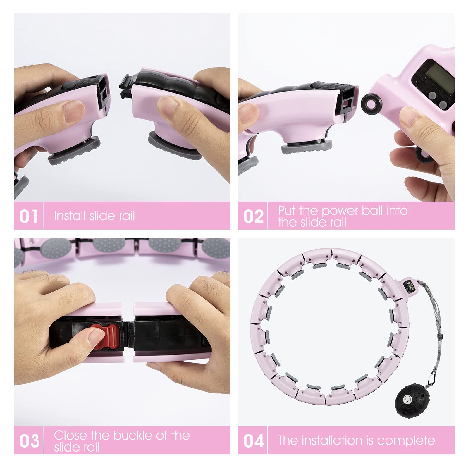 TOPLUS Smart Hula Hoop Fitness Reifen Verstellbare Hula Hoop mit Schwerkraft Ball, 360°Surround Massage Hoop für Erwachsene, Kinder und Anfänger