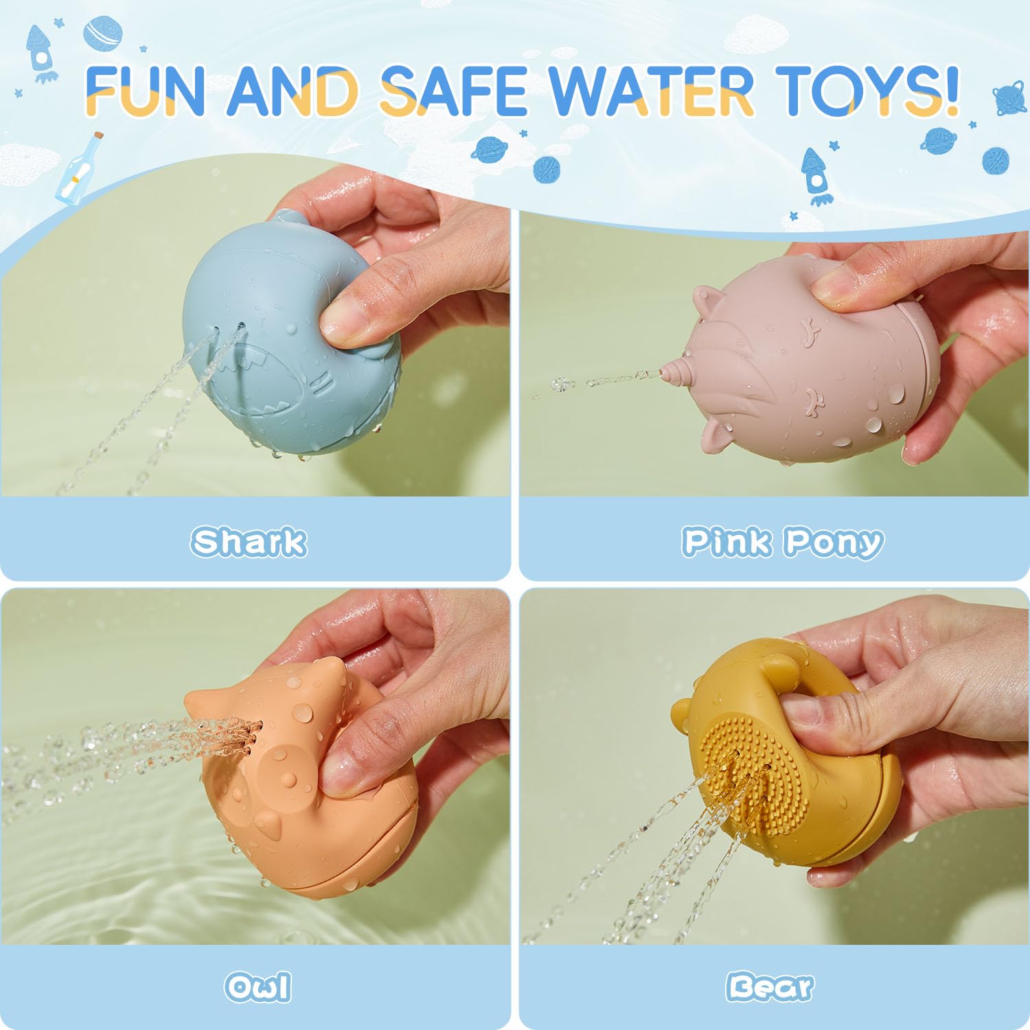 AMCHSURI Juguetes de baño para niños, 16 piezas de animales para bañera, piscina de agua, juguetes para niños