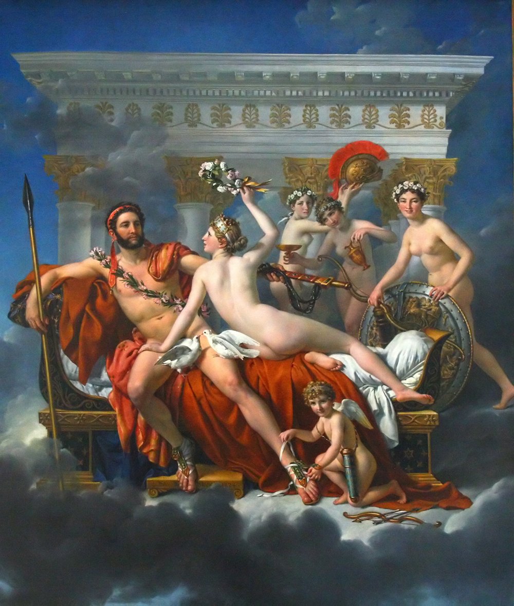 Mars désarmé par Vénus de David : sublimer votre salon avec ce grand tableau encadré
