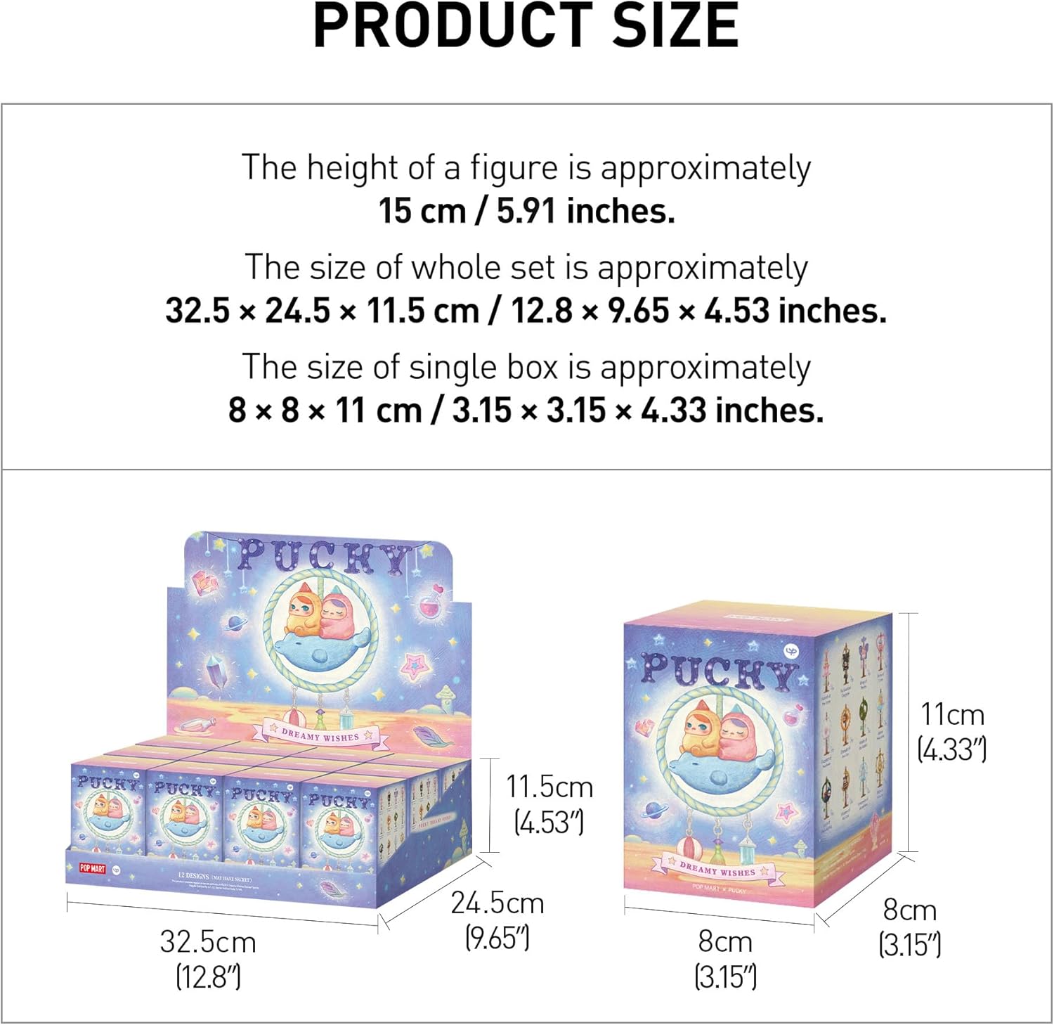 POP MART PUCKY Dreamy Wishes Series Blind Box Figures, Collectible Toys Home Decorations, Holiday Birthday Gifts for Girls and Boys, Single Box