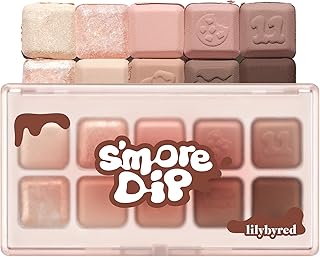 lilybyred Mood Keyboard | 10-Shade Korean Eyeshadow Palette, Highly Pigmented, Matte, Shimmer & Jelly Glitter, Smooth. Blendable, Long-Lasting, Dome-Shaped Design, 0.38 oz. (11 Chocolate Chip Smore)