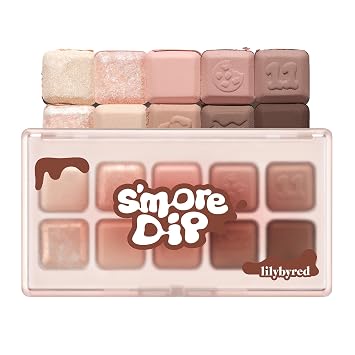 lilybyred Mood Keyboard | 10-Shade Korean Eyeshadow Palette, Highly Pigmented, Matte, Shimmer & Jelly Glitter, Smooth. Blendable, Long-Lasting, Dome-Shaped Design, 0.38 oz. 11 Chocolate Chip Smore