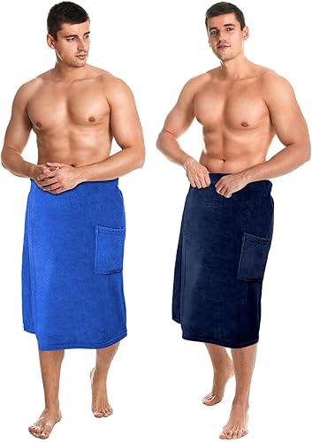 Tudomro 2 toallas envolventes para el cuerpo para hombre, toallas de sauna ajustables, con bolsillo, para después de la ducha, toallas de baño de Tudomro 2 toallas envolventes para el cuerpo para hombre, toallas de sauna ajustables, con bolsillo, para después de la ducha, toallas de baño de