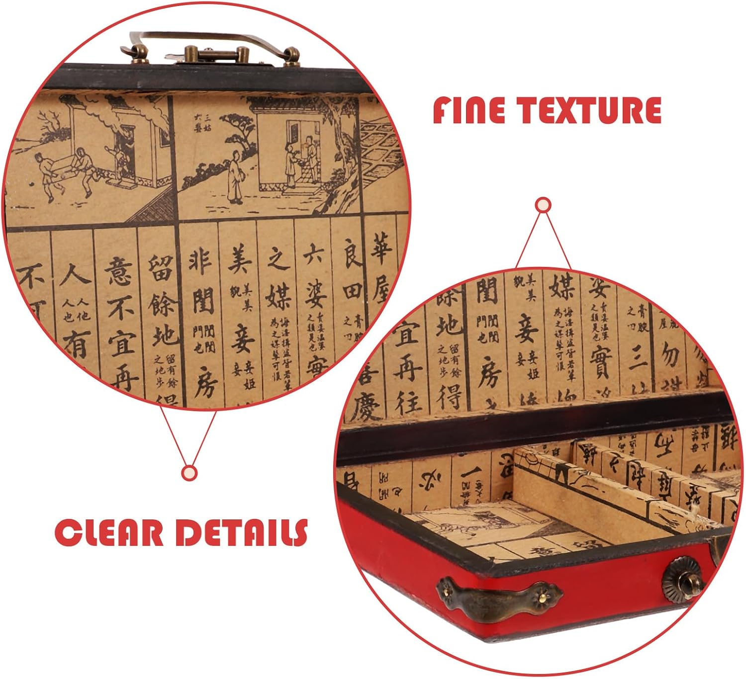 TOYANDONA Mahjong Box Only Mahjong Storage Box Wood Potable - Game Organizer with Handle Chinese Storage Case Game Tiles Empty Container