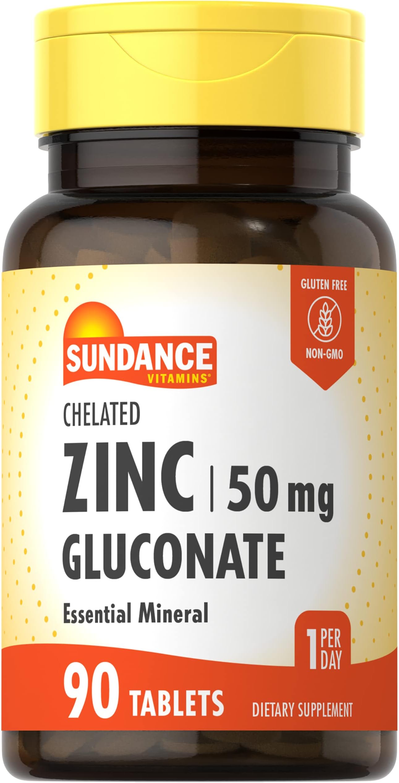 Zinc Supplement 50mg | 90 Tablets | Chelated Essential Mineral | Vegetarian, Non-GMO, and Gluten Free