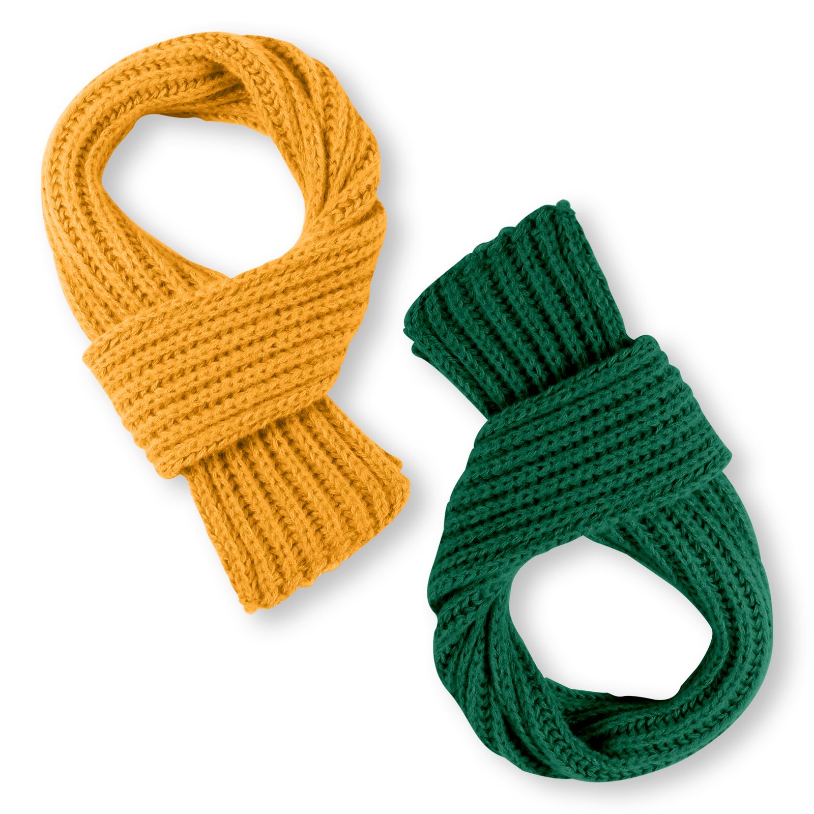 XIHIRCD 2 Bufandas para Niños, Calentador Cuello Invierno Bufandas Punto Pequeñas y Suaves Ropa Invierno Reutilizable para Niños Pequeños, Niñas y Niños en Clima Frío (Jengibre, Verde)