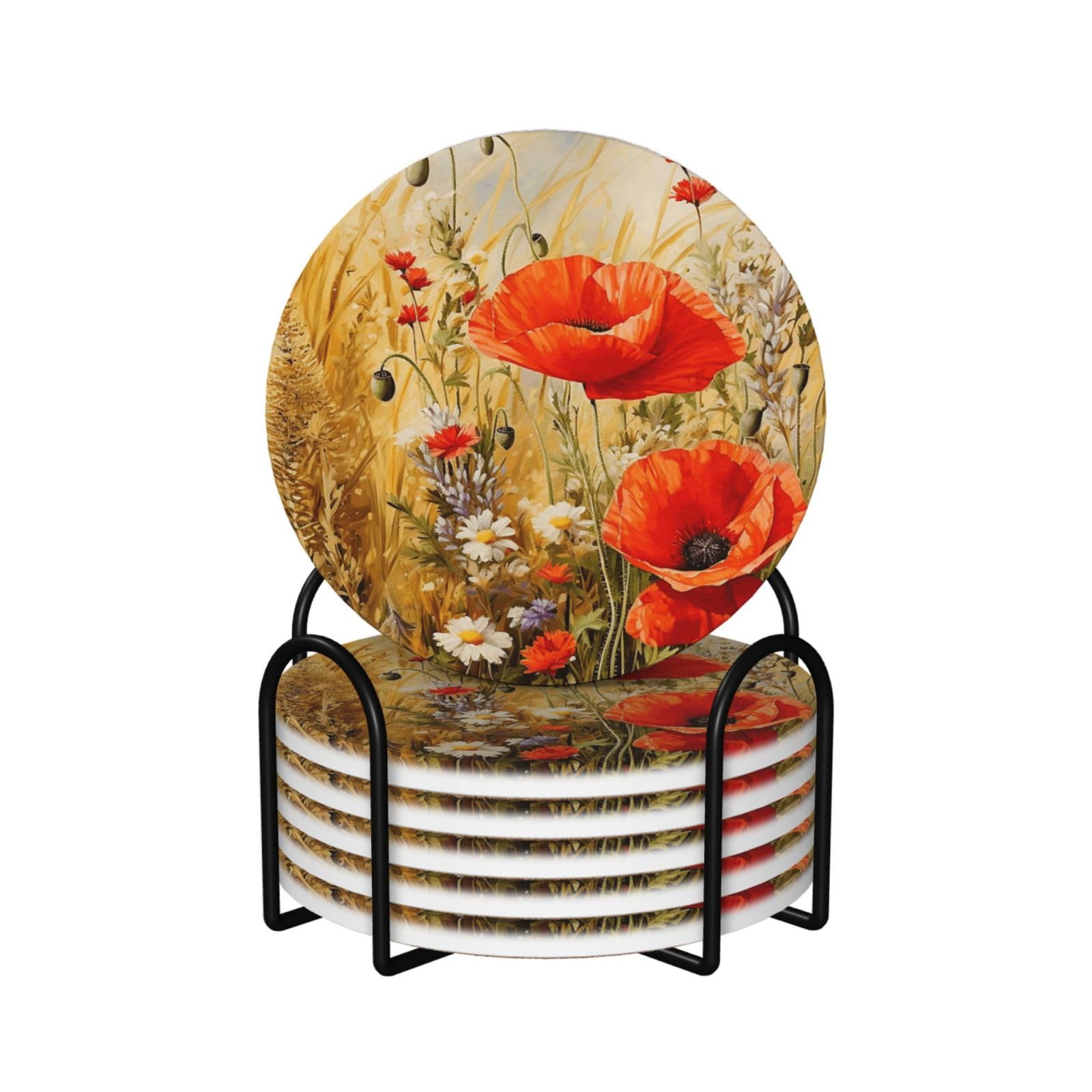 Dessous de verre vintage en céramique et liège pour protéger votre table basse avec élégance