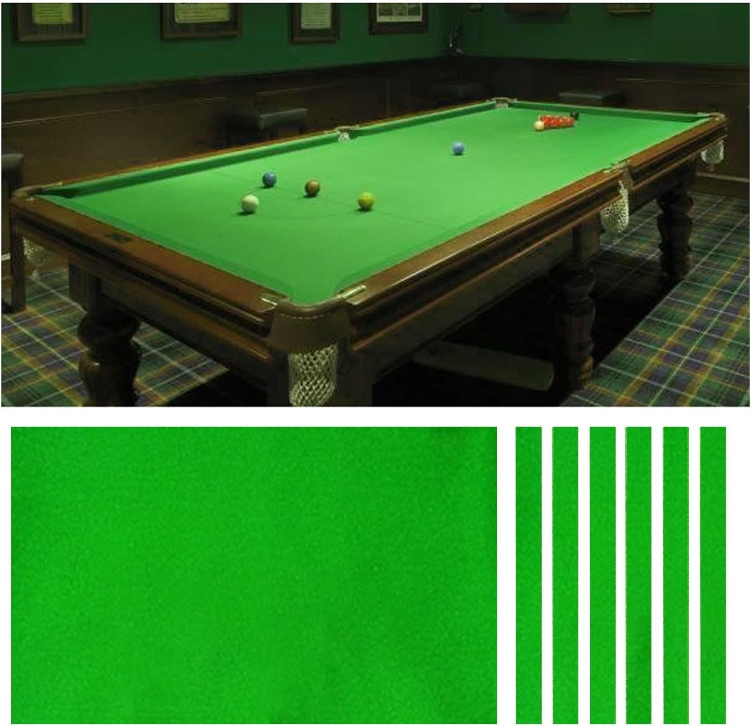 9 FT Billiard Cloth Set Green Professional Pool Table Felt Replacement, Fast Speed Pre-Cut Cloth for Bars Clubs Home