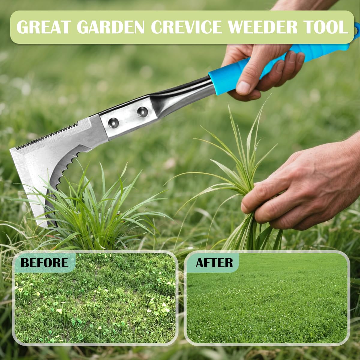 Kosoyo - Herramienta manual de acero inoxidable para deshierbar grietas, herramienta de jardinería de acero inoxidable, 29 cm