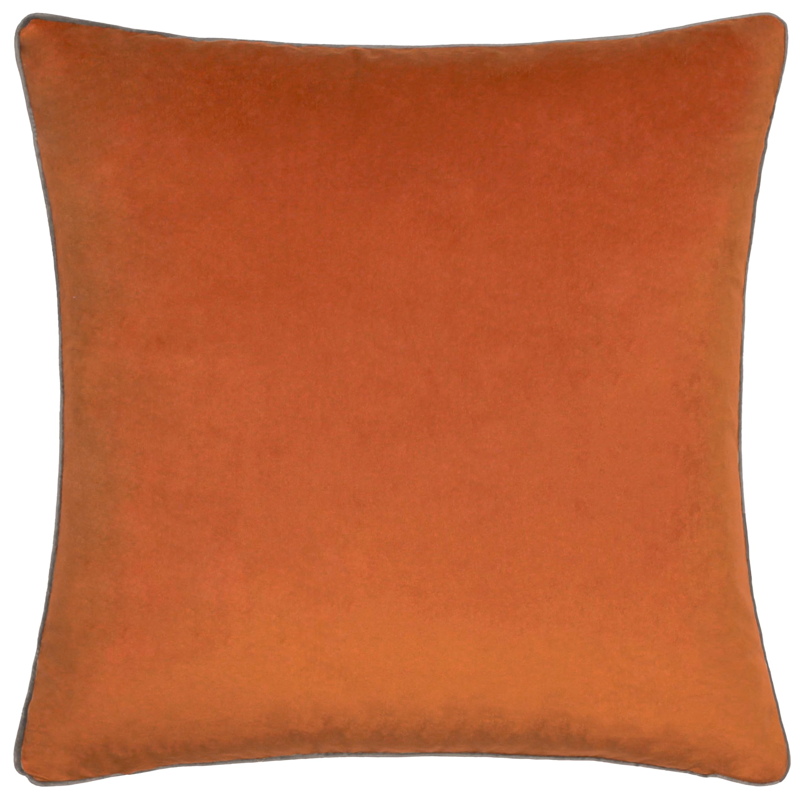 furn. Meridian Cushion Cover – Luxury Contrast Piped Velvet Decorative Case (Pumpkin/Mocha - 45x45cm)
