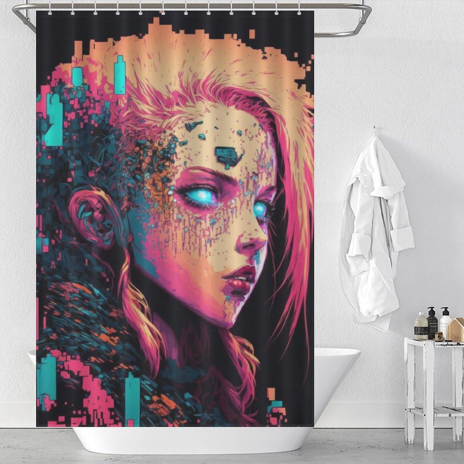 Rideau baignoire en polyester avec motif mécanique original