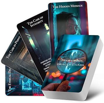 True Crime Oracle Cards, 60 Mystery Conspiracy Theory Oracle Deck | Crime Story Insights, Hidden Truths Motives Reading, Mystery Spiritual Oracle Card with Meanings on Them