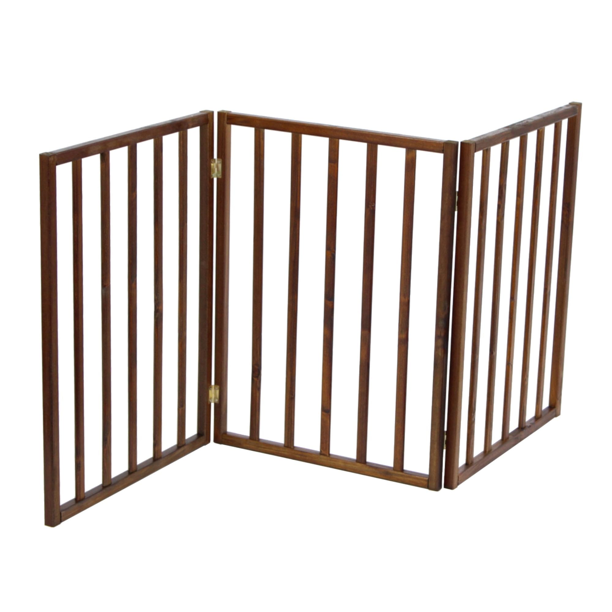 Oypla Dark Brown Dog Safety Folding Wooden Pet Gate Portable Indoor Barrier